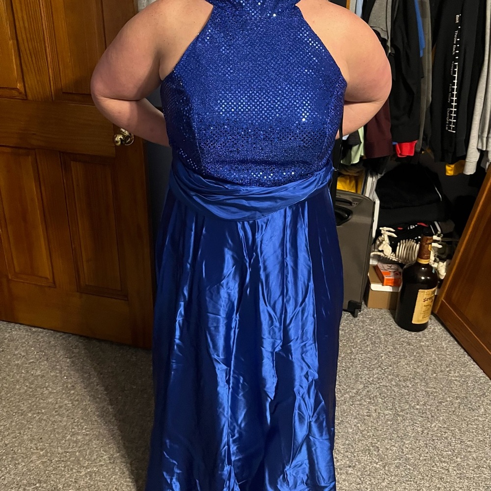 Royal Blue Sequin Prom Dress Split SYP109
